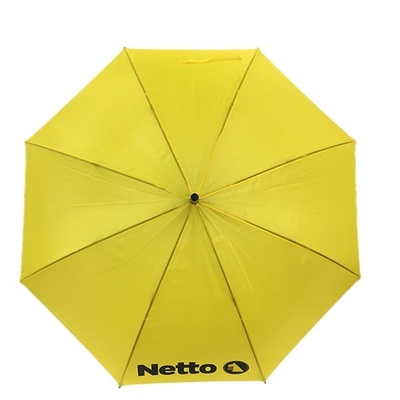 Payung Bingkai Fiberglass Kuning Otomatis 50 Inci Dengan Pencetakan