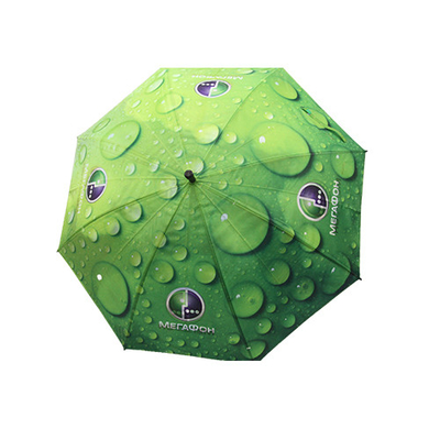 Payung Lurus Tetesan Hujan Hijau Dengan Poros Logam 8mm